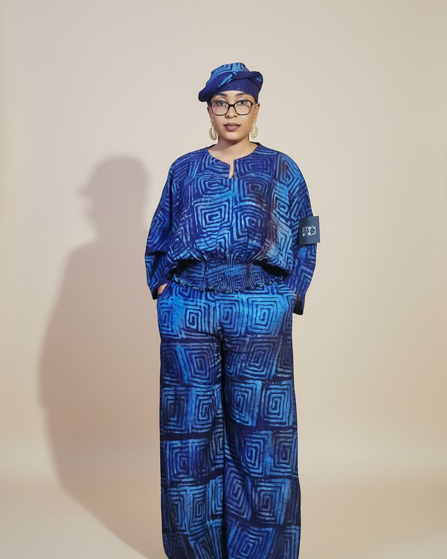 Ensemble pantalon adire - Bleu nuit