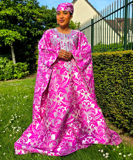 Boubou damask brodé - Fuchsia