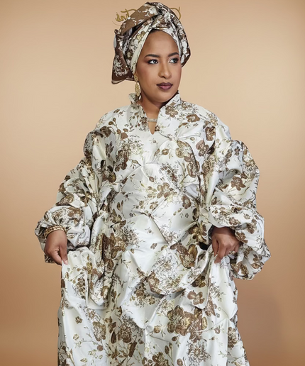 Robe arewa brocart - Marron