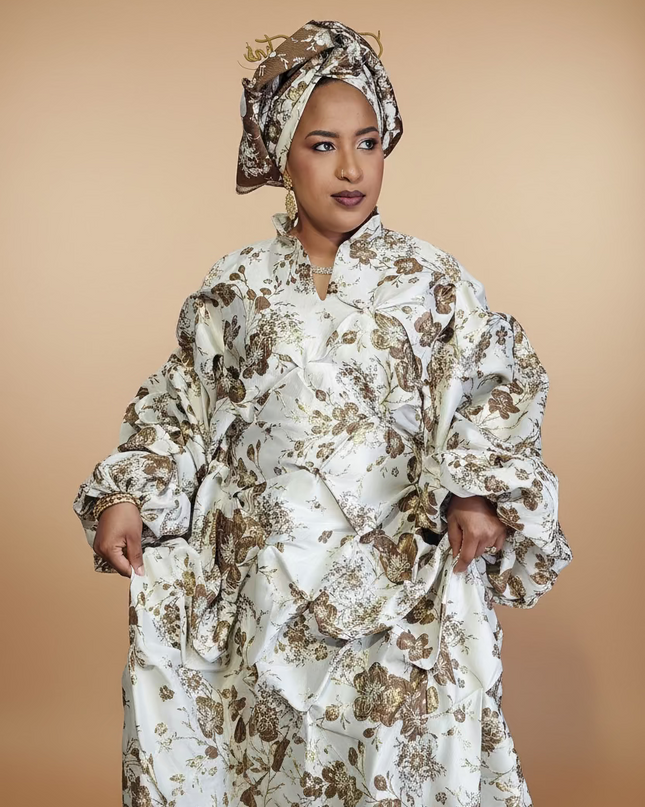 Robe arewa brocart - Marron