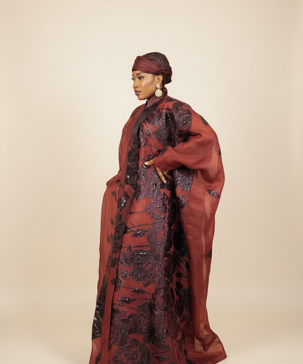 Ensemble brocart dubai - Rouge bordeaux