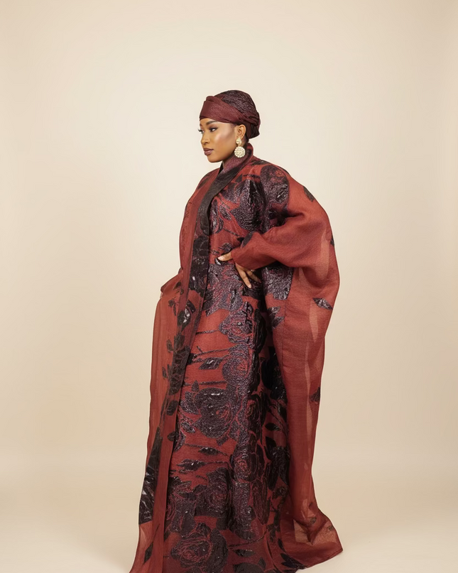 Ensemble brocart dubai - Rouge bordeaux
