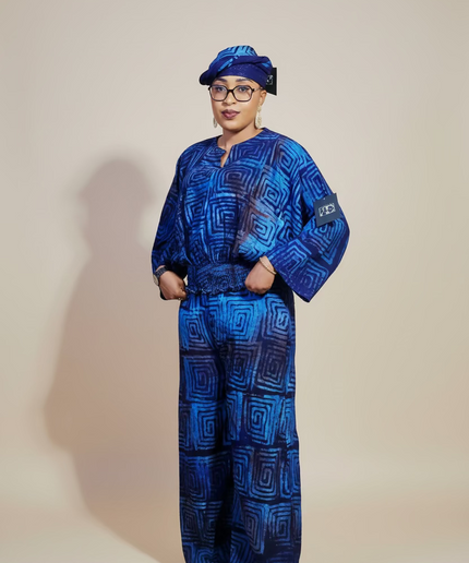 Ensemble pantalon adire - Bleu nuit