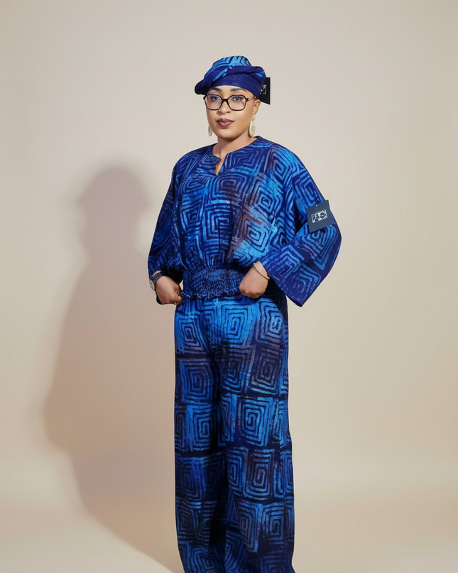 Ensemble pantalon adire - Bleu nuit