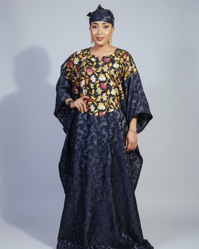 Robe dentelle indienne - organza - Black