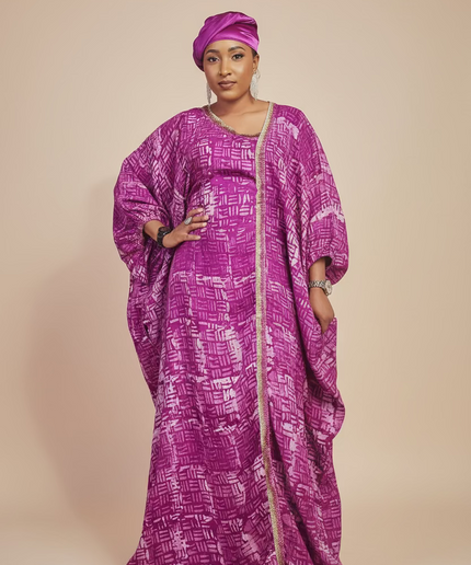 Boubou adire crêpe - Rose