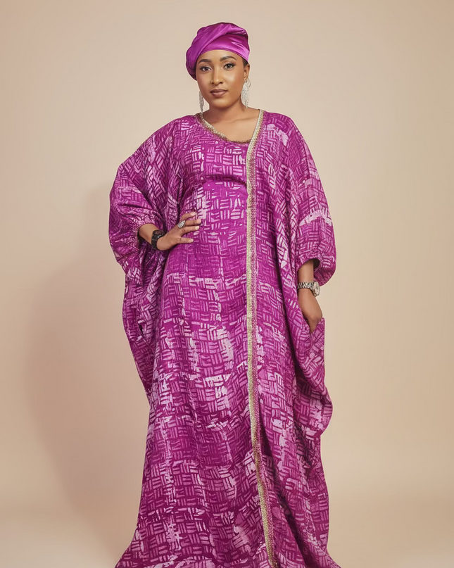 Boubou adire crêpe - Rose