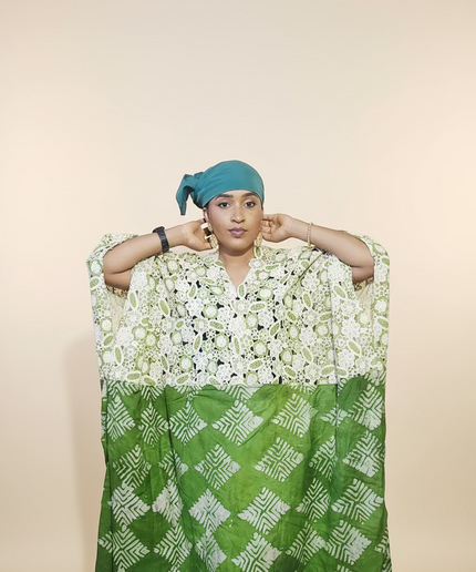 Robe adire dentelle - Vert
