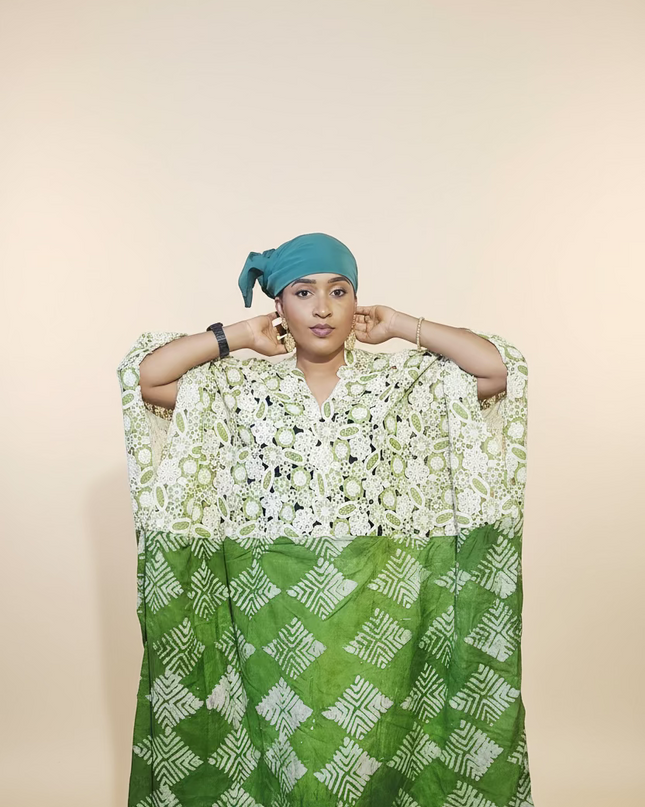 Robe adire dentelle - Vert