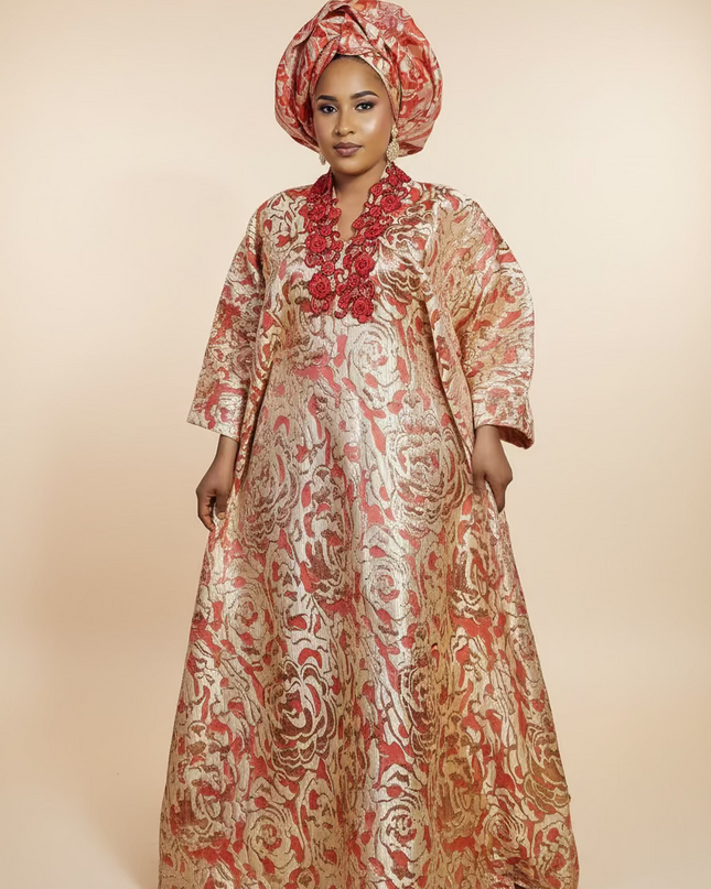 Boubou brocart ajewale  - Rouge