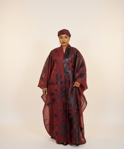 Ensemble brocart dubai - Rouge bordeaux