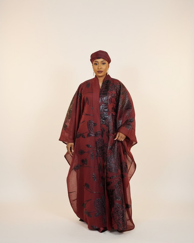 Ensemble brocart dubai - Rouge bordeaux