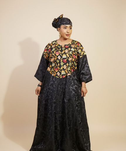 Robe dentelle indienne - organza - Black