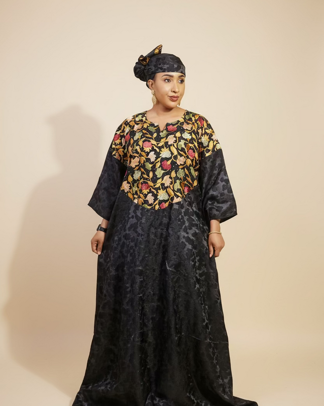 Robe dentelle indienne - organza - Black