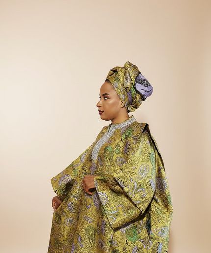 Boubou brocart aoua - Jaune