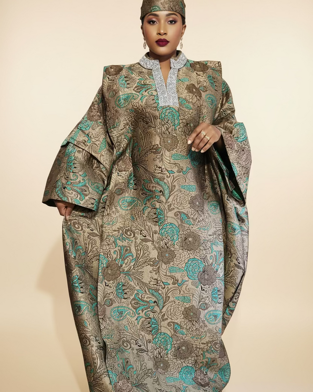 Boubou brocart aoua - Gris