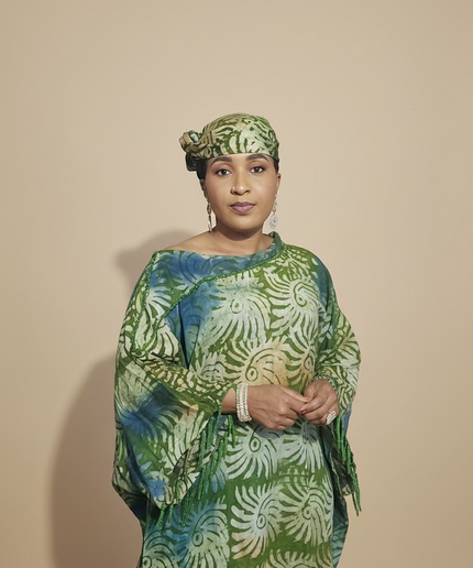 Boubou adire dempé perlé tolulope - Vert