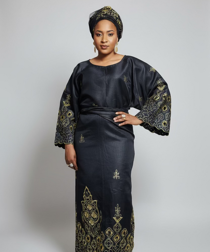 Ensemble traditionnel femme yoruba - Noir