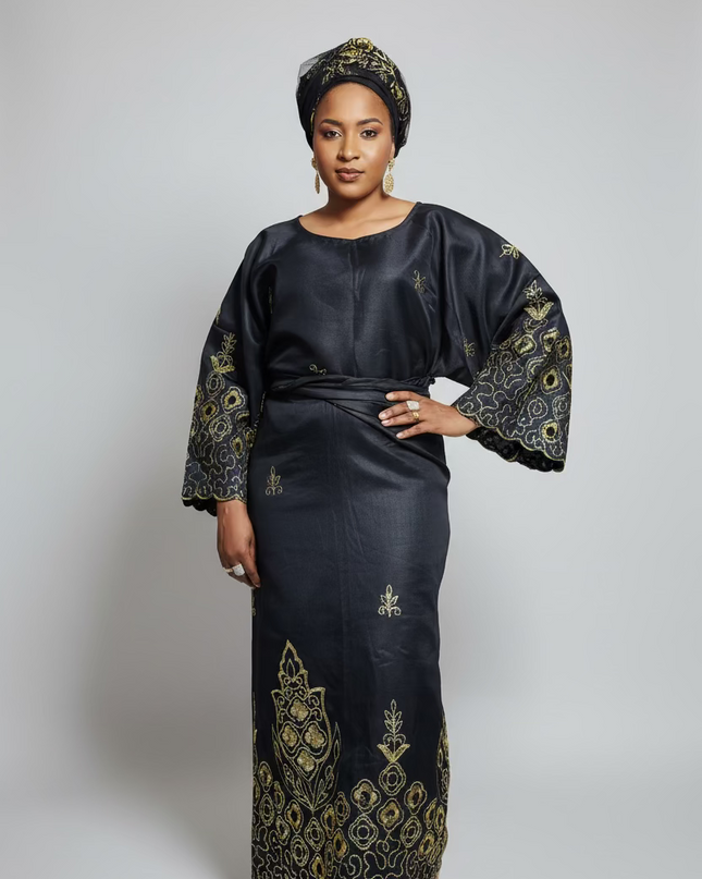 Ensemble traditionnel femme yoruba - Noir