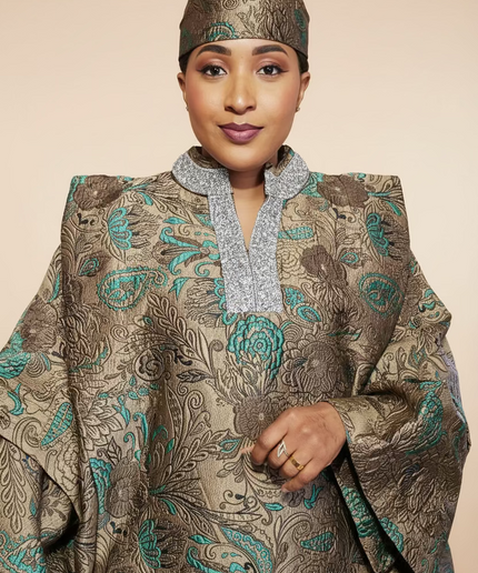 Boubou brocart aoua - Gris
