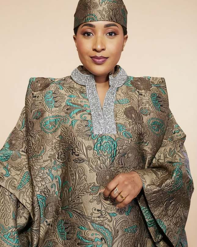 Boubou brocart aoua - Gris
