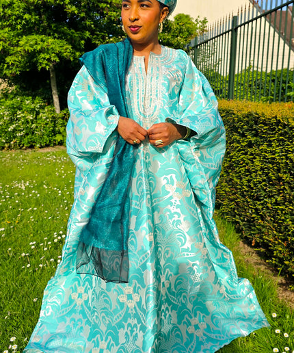 Boubou damask brodé - Vert d'eau