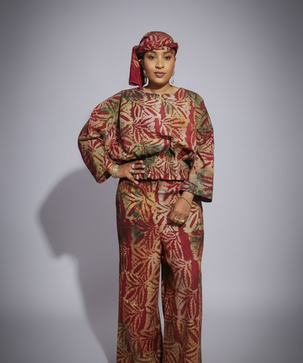 Ensemble pantalon adire shalewa - Rouge