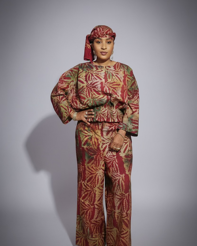 Ensemble pantalon adire shalewa - Rouge