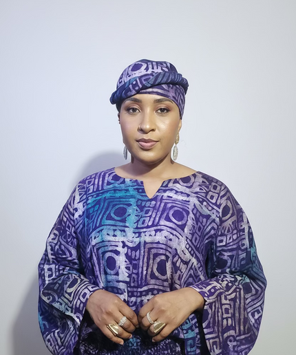 Ensemble pantalon adire folami - Bleu violet