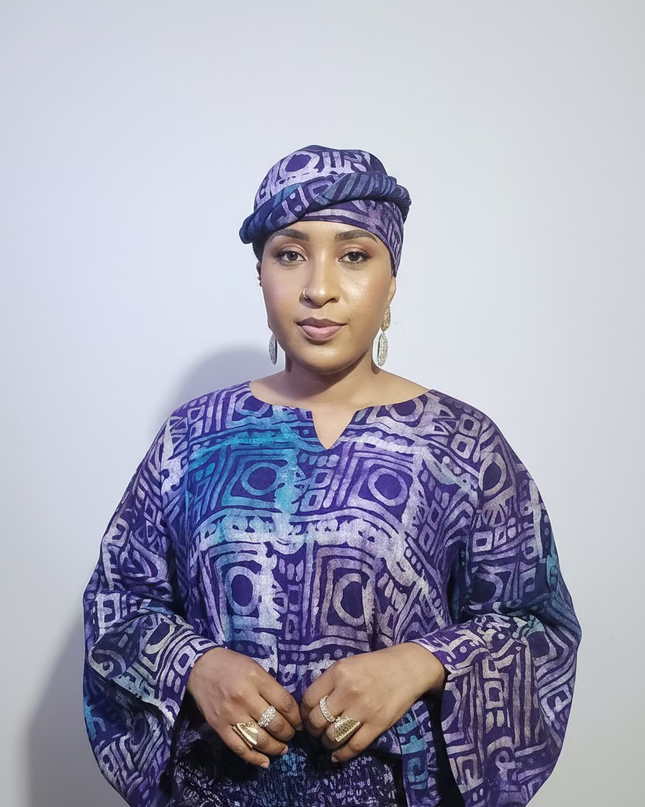 Ensemble pantalon adire folami - Bleu violet
