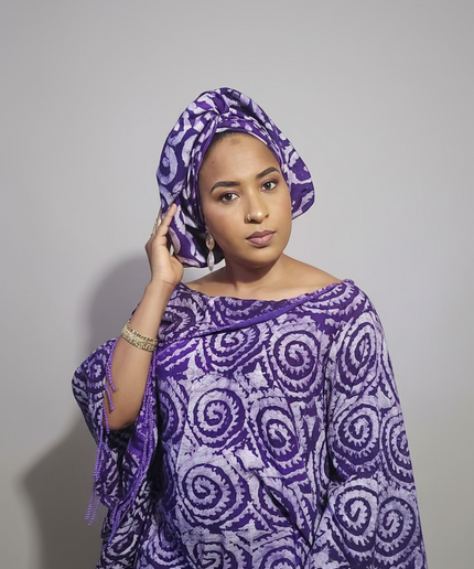 Boubou adire dempé perlé adewale - Violet