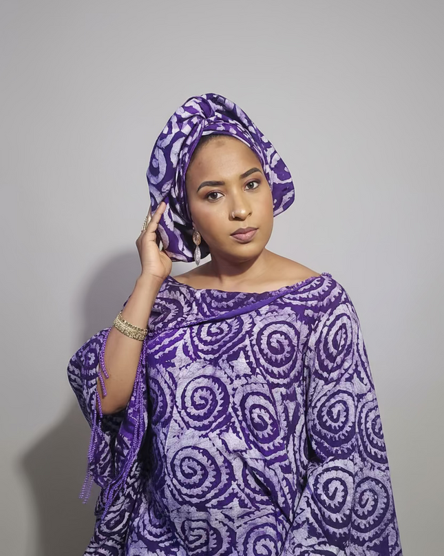 Boubou adire dempé perlé adewale - Violet