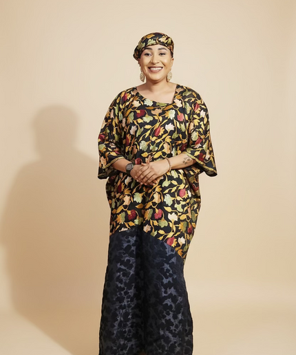 Caftan dentelle indienne - organza - Black