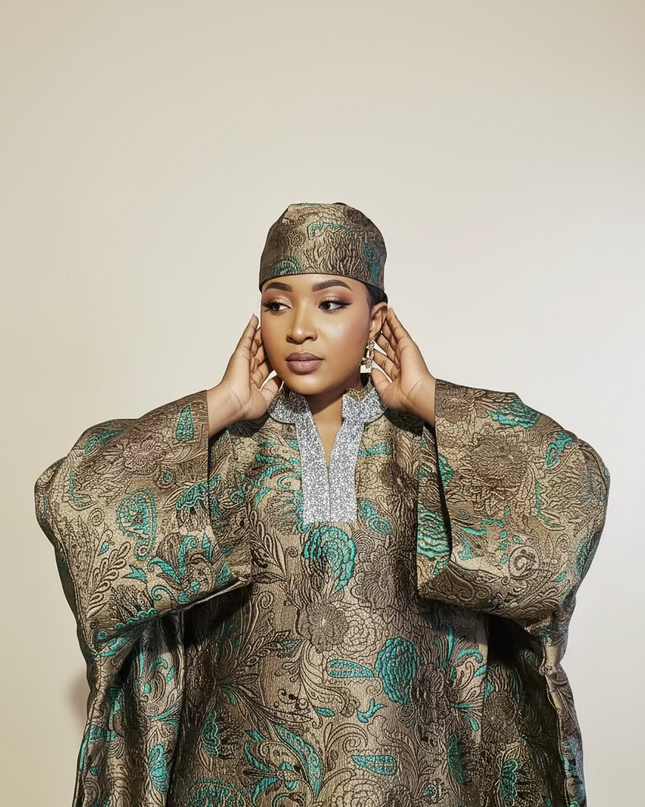 Boubou brocart aoua - Gris