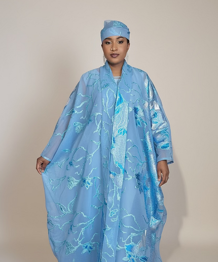 Ensemble brocart dubai - Bleu ciel