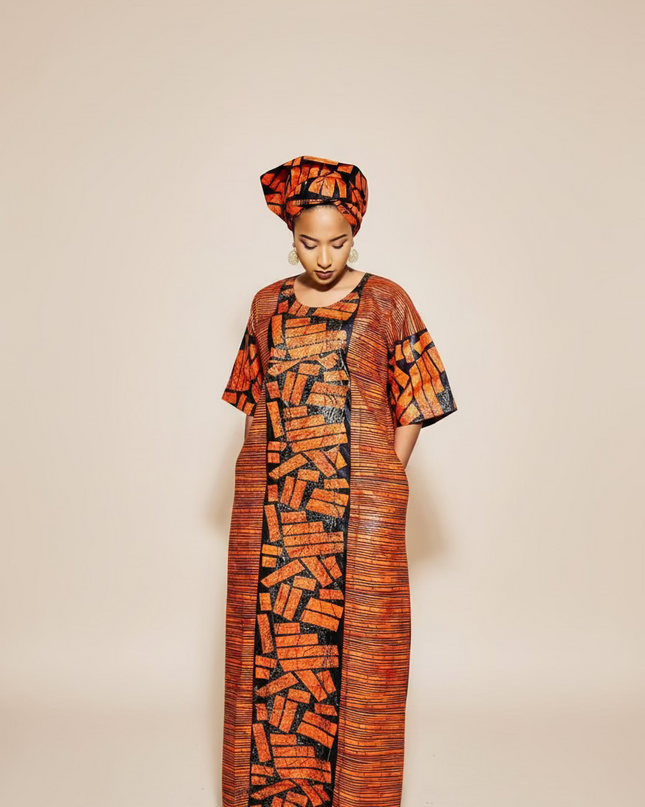 Boubou fanga brodé - Orange
