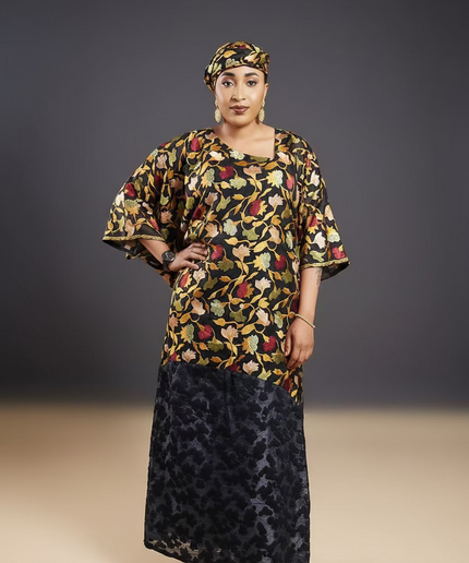 Caftan dentelle indienne - organza - Black