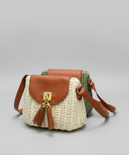 Mini sac style osier cubique - Blanc