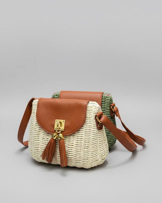 Mini sac style osier cubique - Blanc