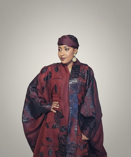 Ensemble brocart dubai - Rouge bordeaux