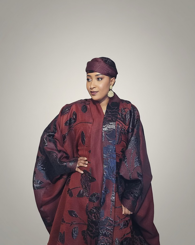 Ensemble brocart dubai - Rouge bordeaux
