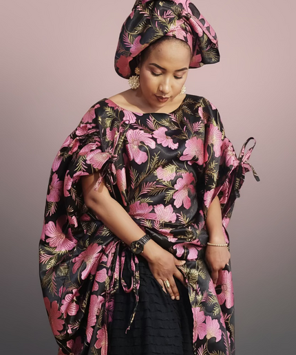 Ensemble khadija jupe brocart - Rose