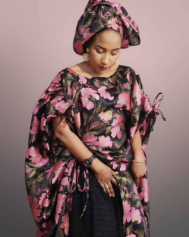Ensemble khadija jupe brocart - Rose