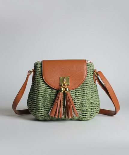Mini sac style osier cubique - Vert