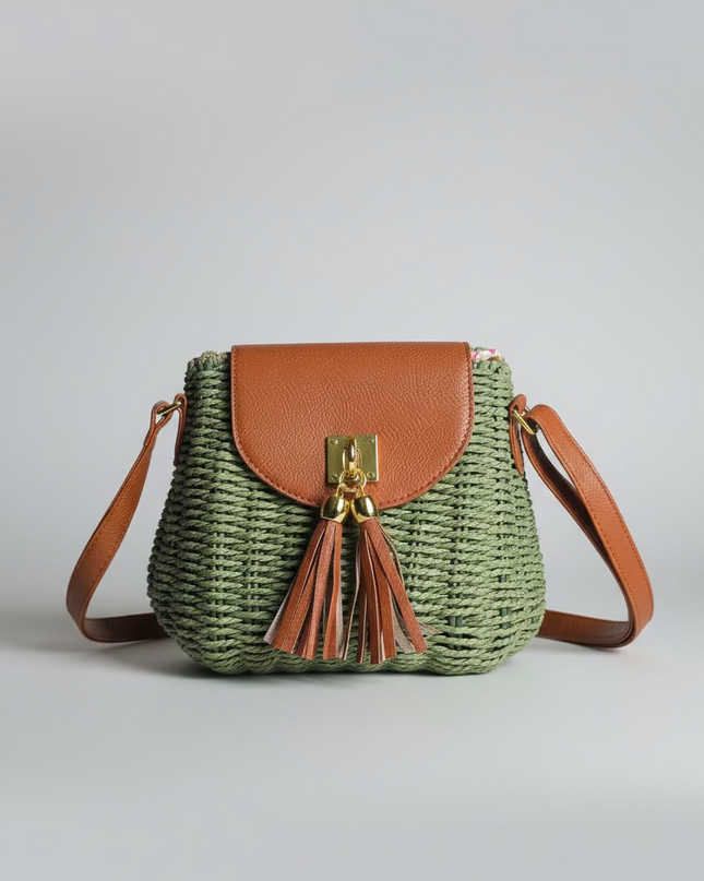 Mini sac style osier cubique - Vert
