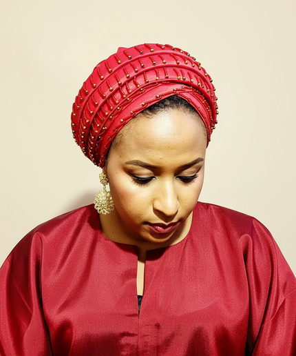 Turban perlé- Rouge